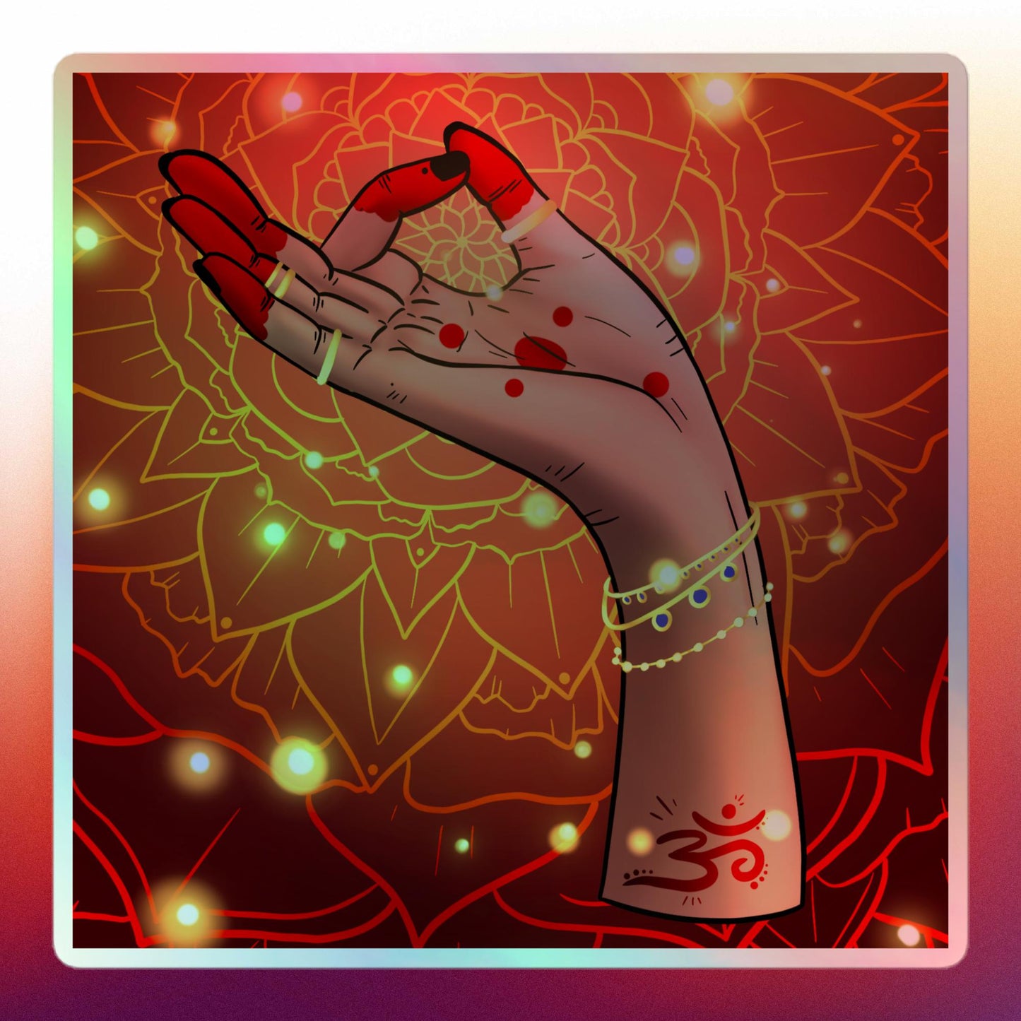 Hindu Hand Holographic stickers