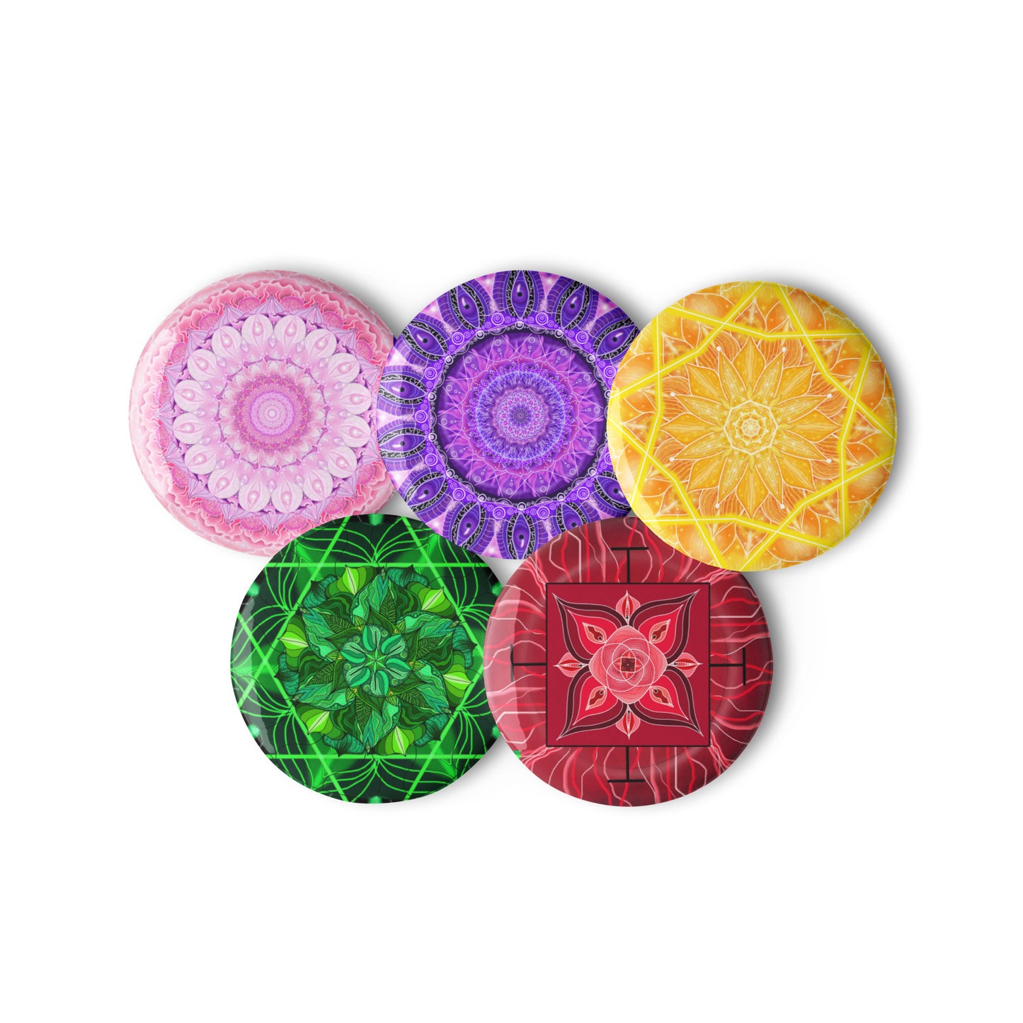 Set of chakra pin buttons