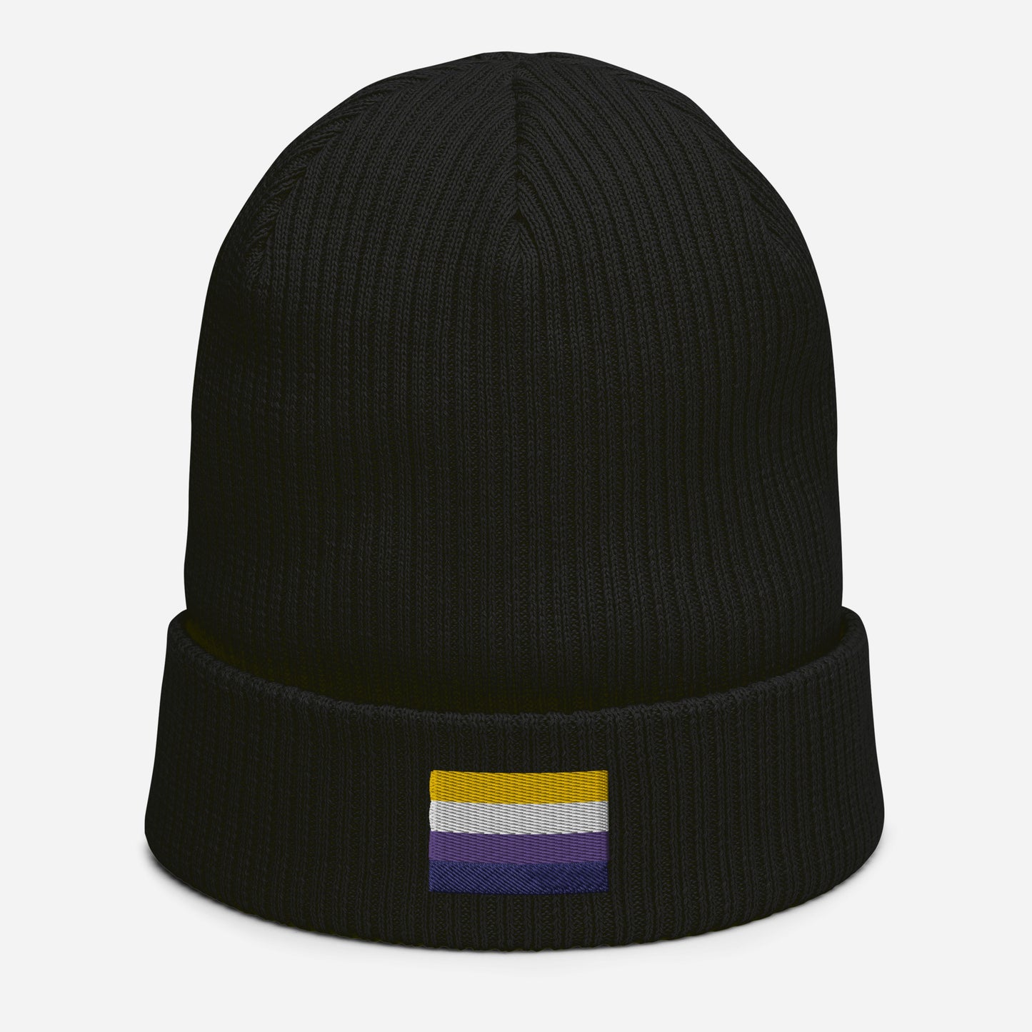 Non-binary flag organic ribbed beanie