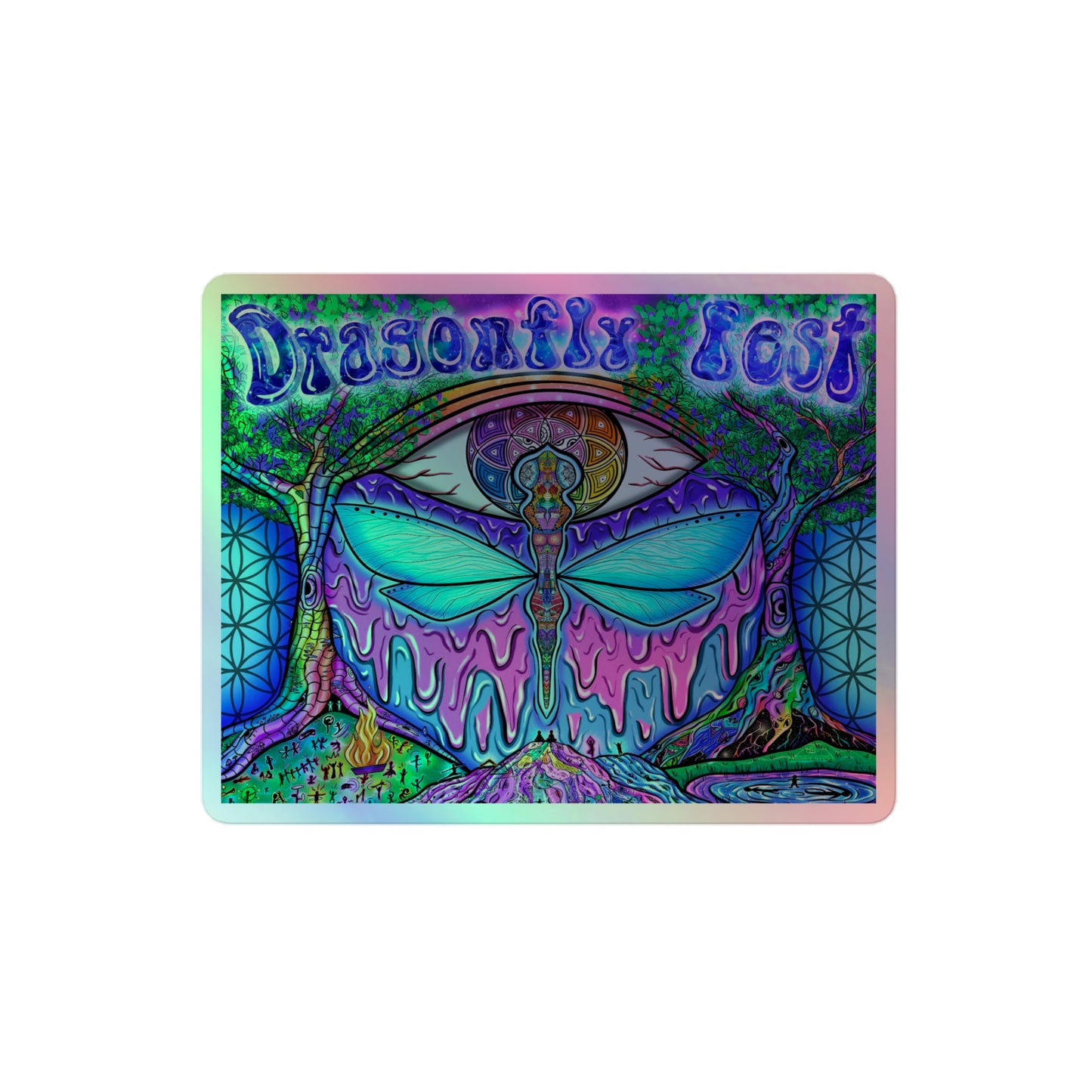 Dragonfly Fest holographic stickers