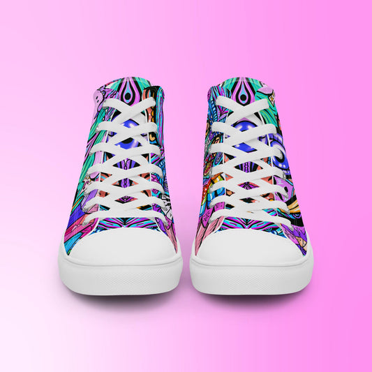 “Eggs” all over print high top canvas shoes